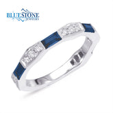 14kt White Gold Sapphire and Diamond Ring- Size 6.5